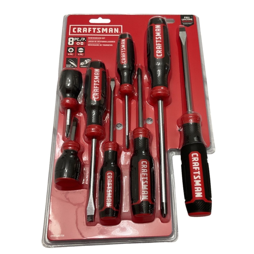 Craftsman 8 Piece Screwdriver Set Phillips Slotted Black Oxide Tips CMHT65075N
